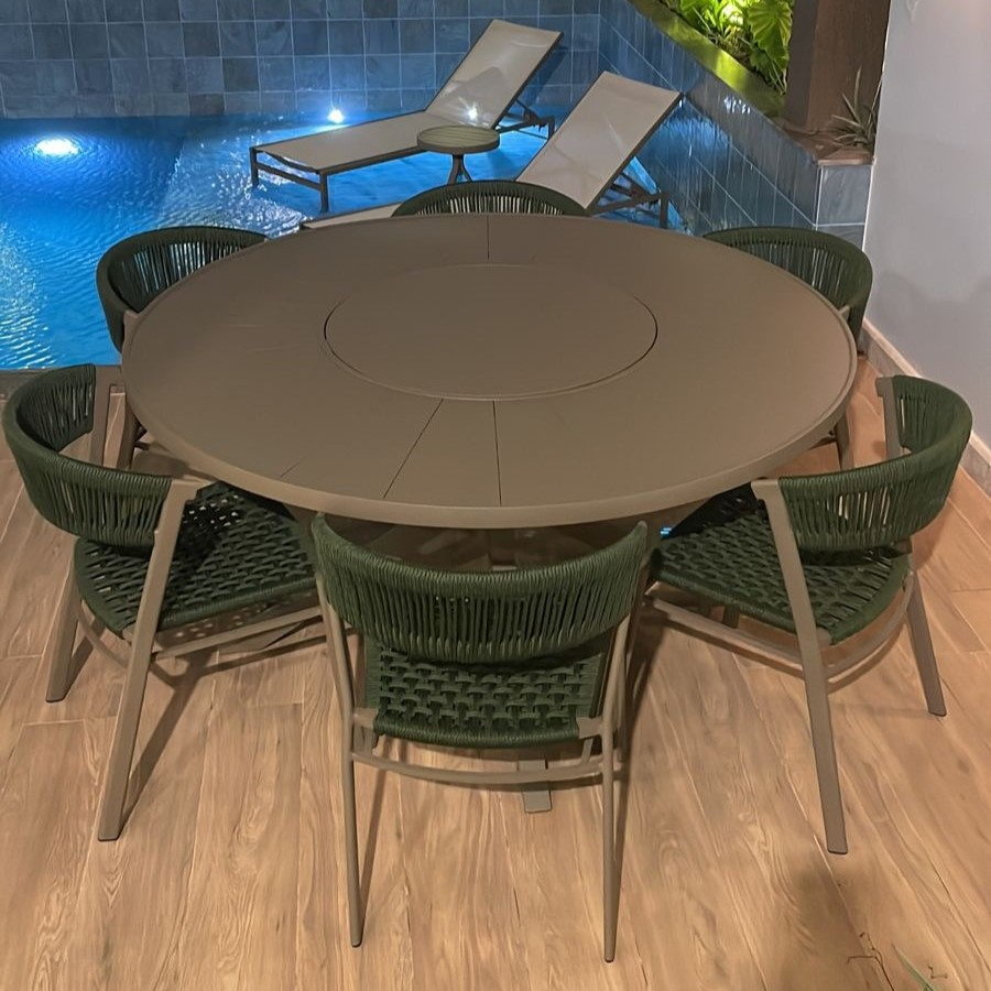Mesa de Jantar Jasmim Tampo e  Giro em Alumínio